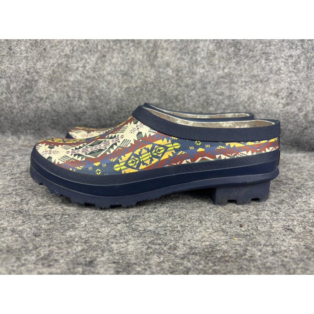 Pendleton Clog Slippers Womens Size 7 Blue Geometric‎ Slip On Rubber Sole Shoes